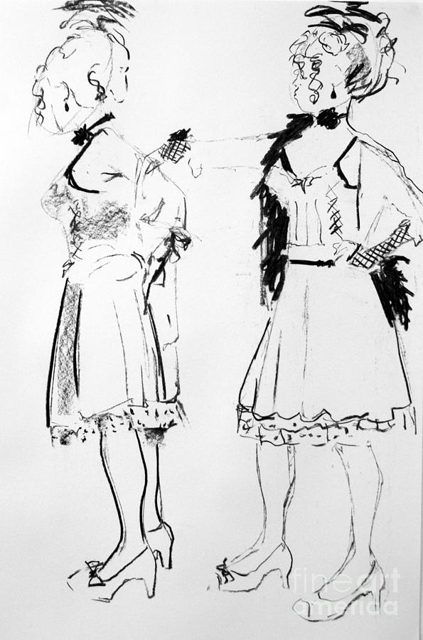 Saloon girls Drawing by Joanne Claxton
