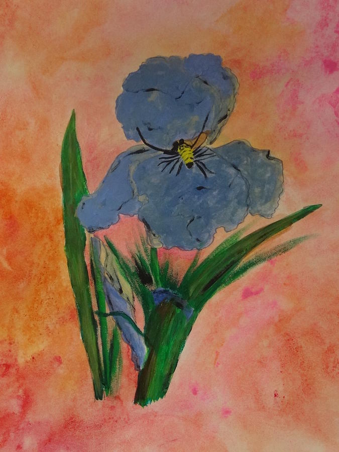 Flowers Still Life Painting - Salt Effects by Nancy Fillip