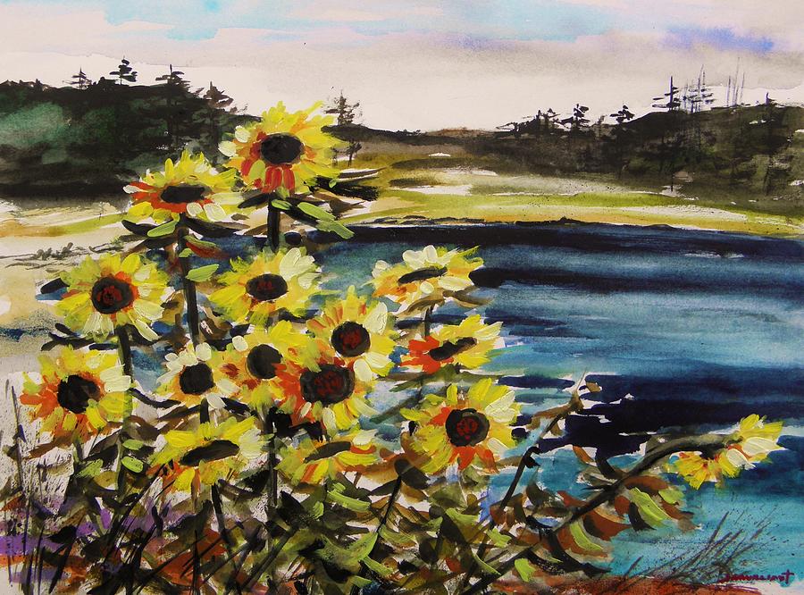 Saltwater and Sunflowers Painting by John Williams