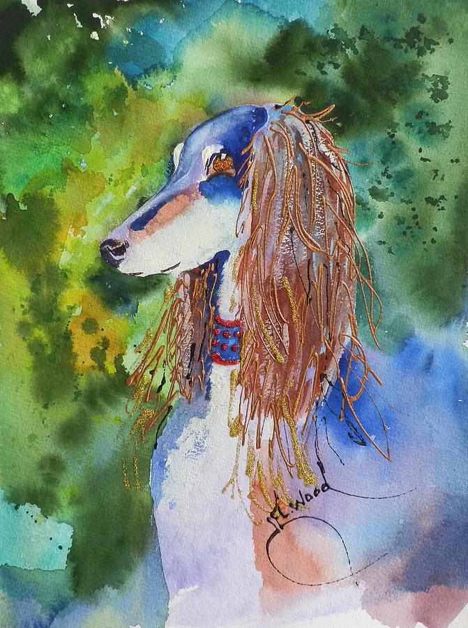 Abstract Painting - Saluki Blue by Jann Elwood