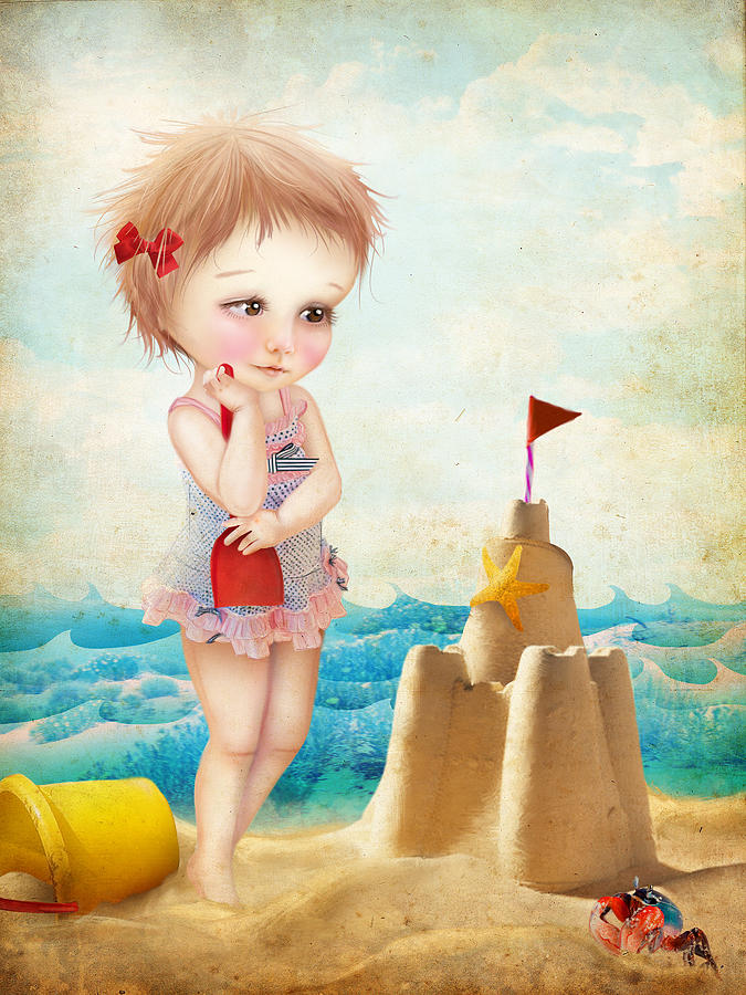 Little Girl Digital Art - Samantha at the Shore by Jessica Von Braun Little Girl Digital Art - Samantha at the Shore by Jessica Von Braun