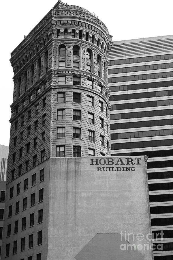 San Francisco - Hobart Building on Market Street - 5D17870 - black and white Photograph by Wingsdomain Art and Photography