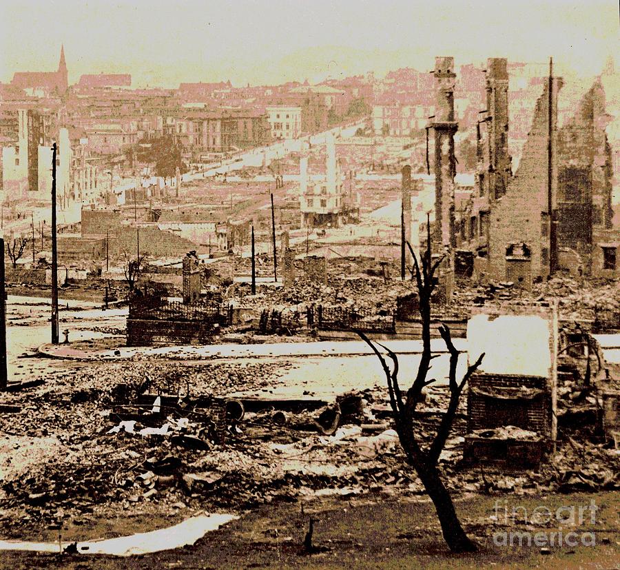 San Francisco Photograph - San Francisco after the 1906 Earthquake and Fire by Padre Art