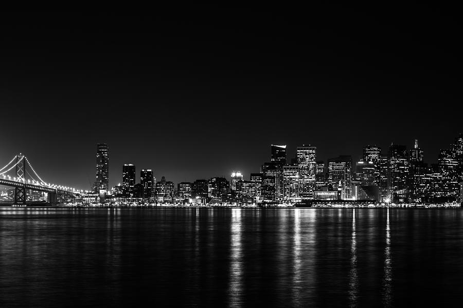San Francisco Photograph - San Francisco at Night BW by Rick DeMartile
