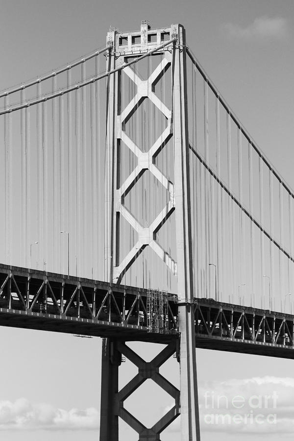 Black And White Photograph - San Francisco Bay Bridge at The Embarcadero . Black and White Photograph . 7D7717 by Wingsdomain Art and Photography