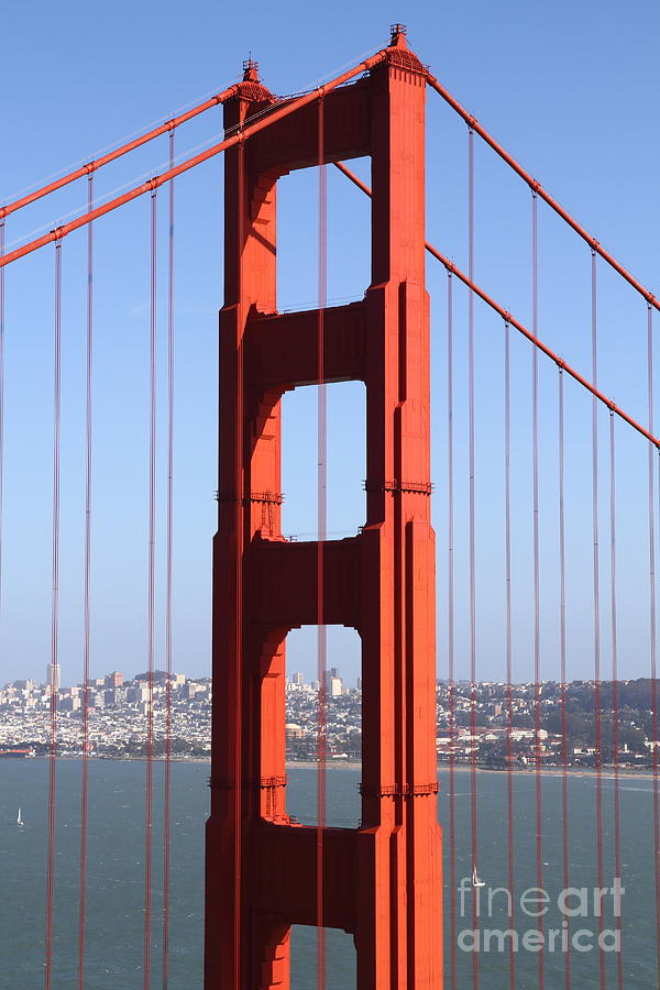 San Francisco in The Distance Through The Golden Gate Bridge . 7D14512 Photograph by Wingsdomain Art and Photography