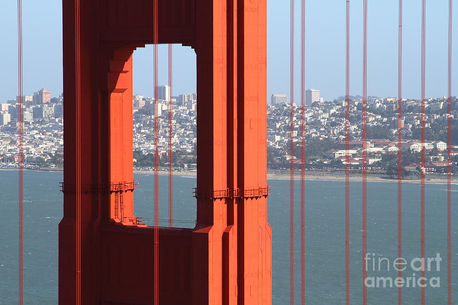 San Francisco in The Distance Through The Golden Gate Bridge . 7D14527 Photograph by Wingsdomain Art and Photography