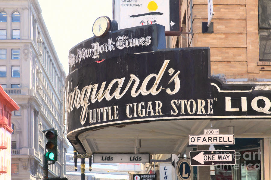 San Francisco Marquards Little Cigar Store on Powell and OFarrell Streets - 5D17954 - Painterly Photograph by Wingsdomain Art and Photography