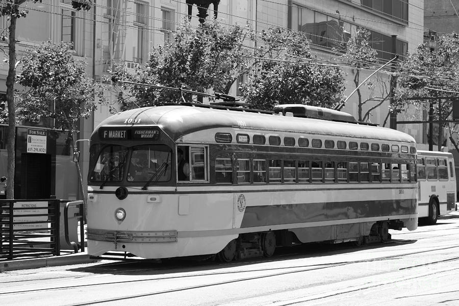 San Francisco Vintage Streetcar On Market Street 5d17972 Black And