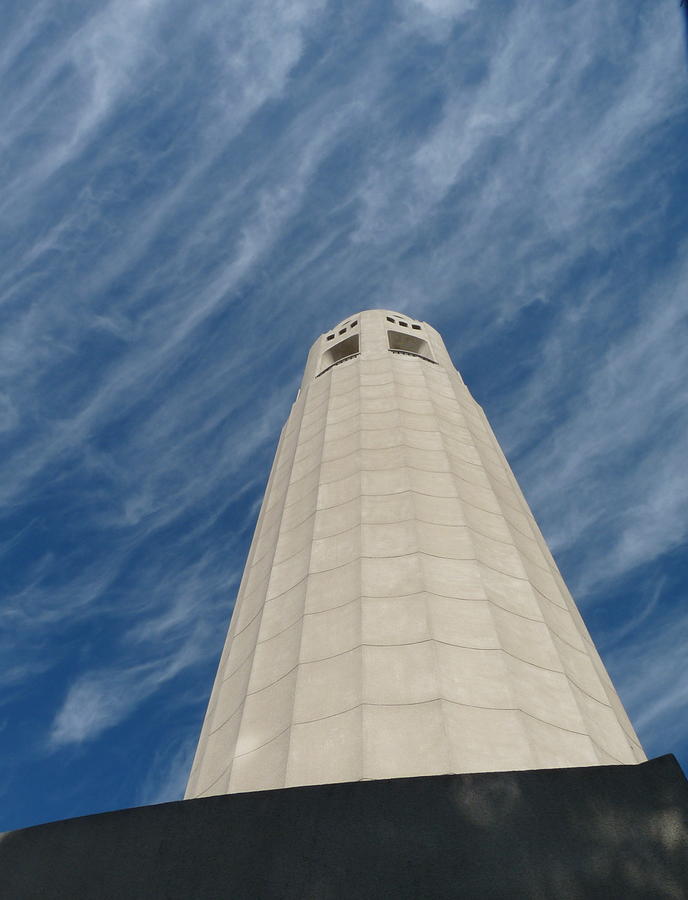 San Franciscos Coit Tower and Clouds Photograph by Jeff Lowe