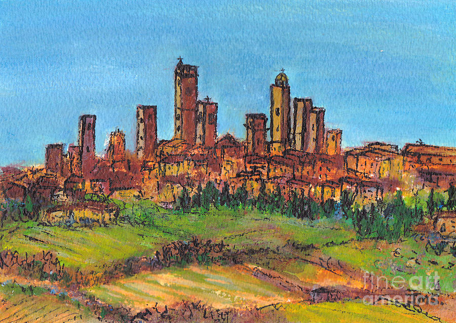 San Gimignano Tuscany Painting by Jackie Sherwood