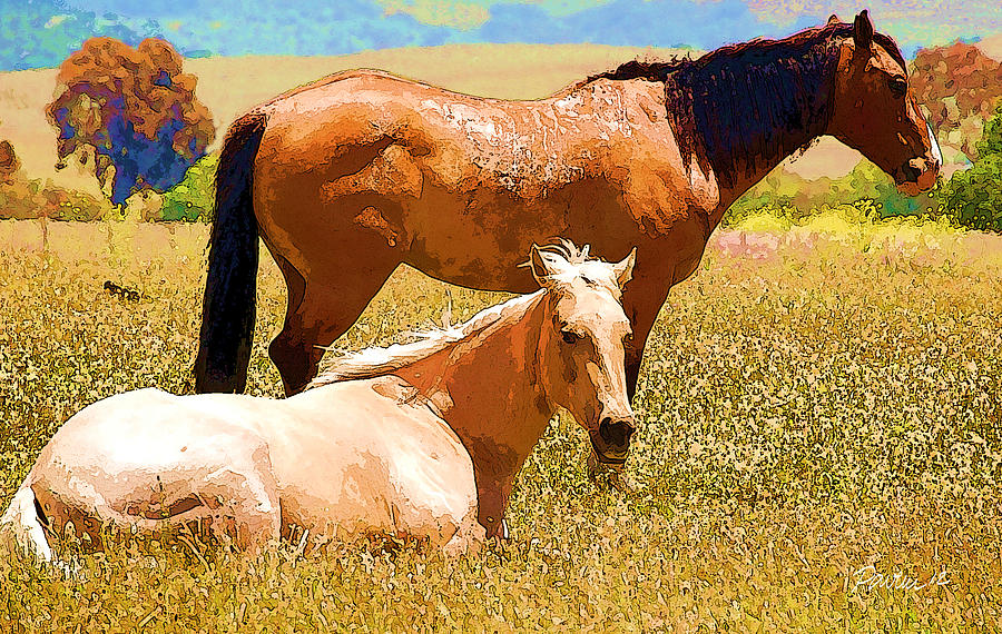 San Simeon Horses Digital Art by Jim Pavelle