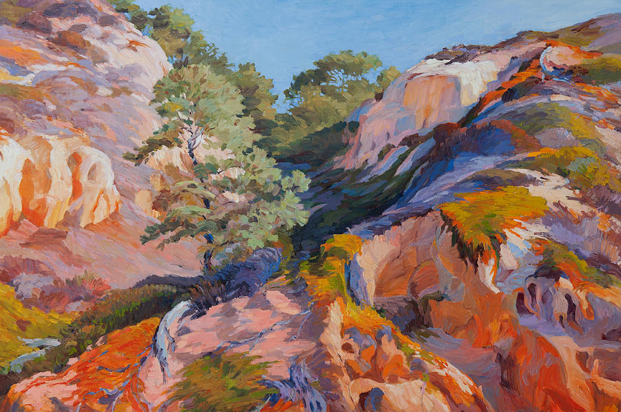Sandstone Canyon at Torrey Pines Painting by Judith Barath