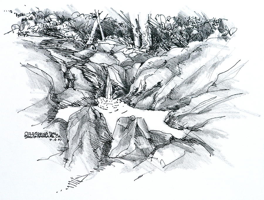 Santa Barbara Cold Spring Trail Drawing by Robert Birkenes
