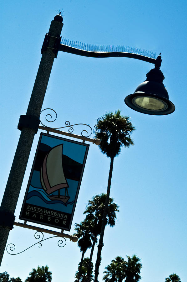 Santa Barbara Harbor light Photograph by Gary Brandes