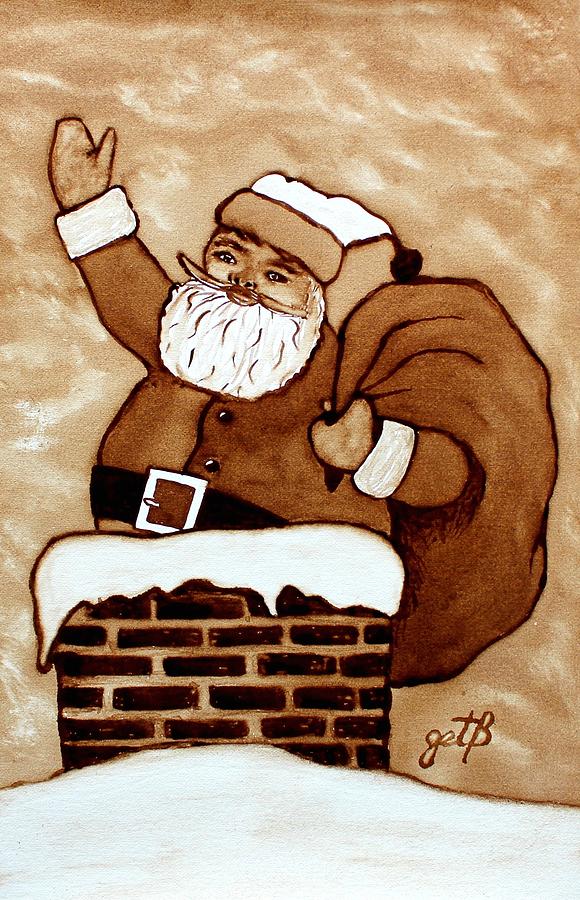 Santa Claus Gifts original coffee painting Painting by Georgeta  Blanaru