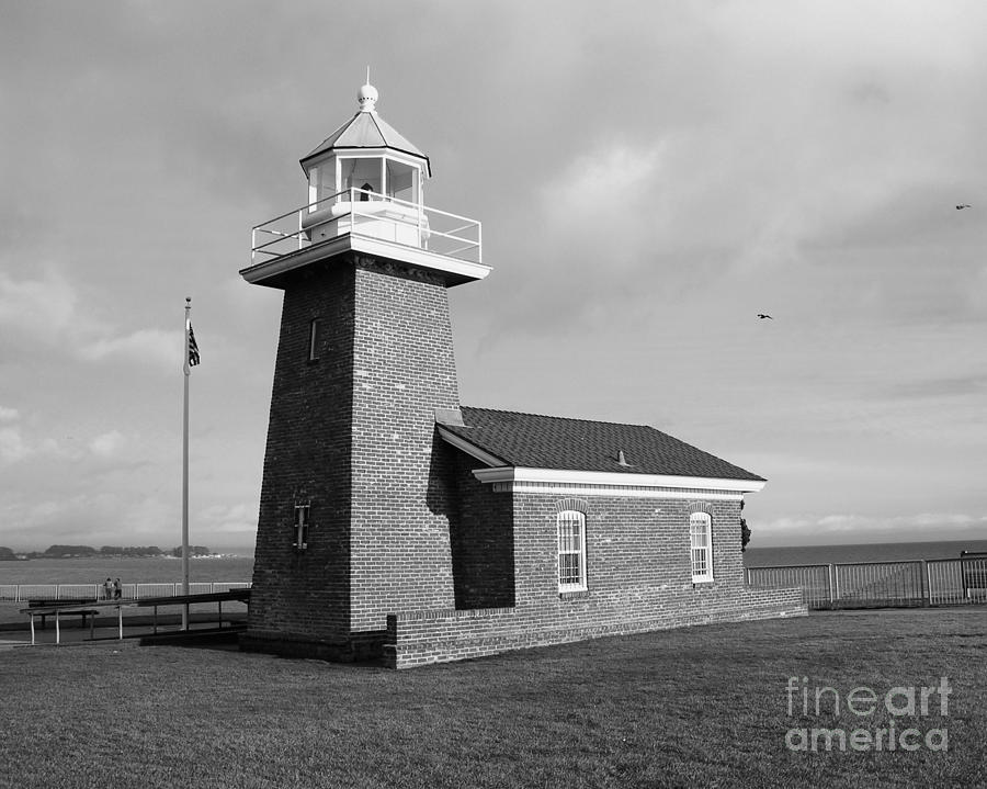 Lighthouse Photograph - Santa Cruz Lighthouse - Black and White by Carol Groenen