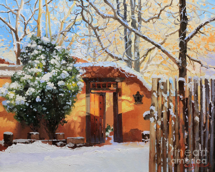 Santa Fe Adobe In Winter Snow by Gary Kim