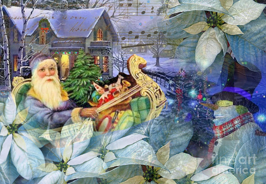 Santa in Blue Digital Art by Ruby Cross