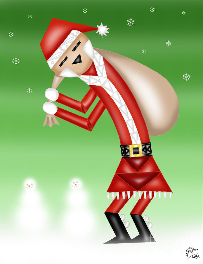 Christmas Digital Art - Santa Kachina by MJ Marin