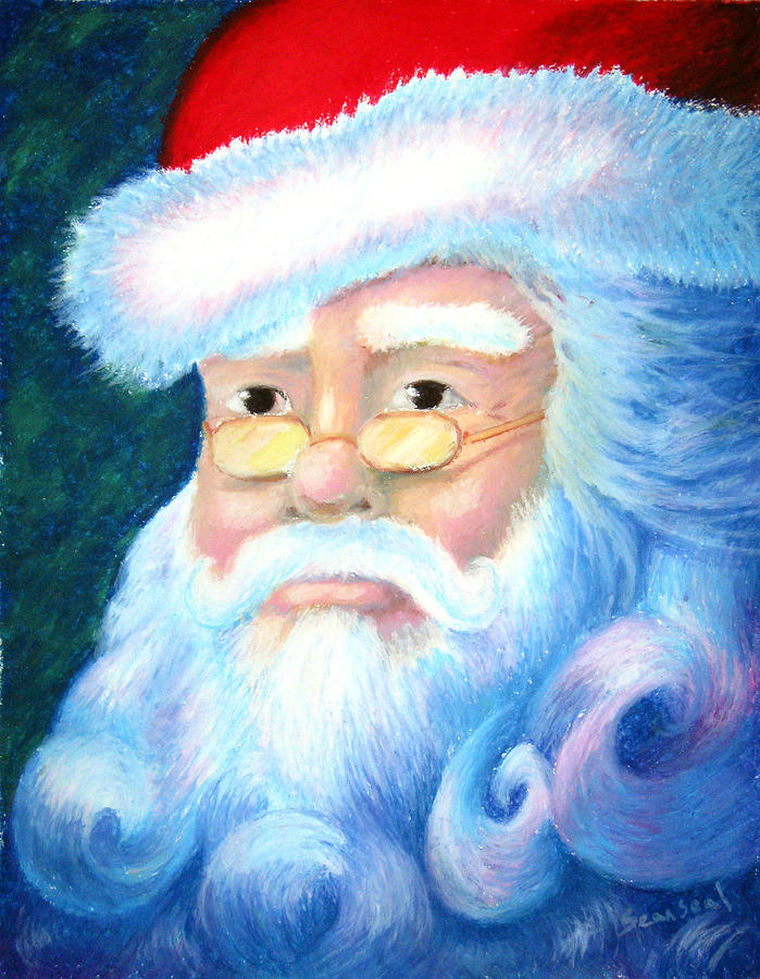 Santa Portrait Pastel by Sean Seal