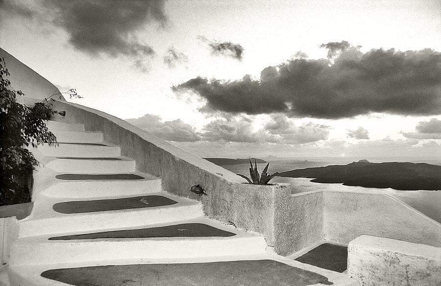Sunset Photograph - Santorini - Stairway to heaven by Manolis Tsantakis