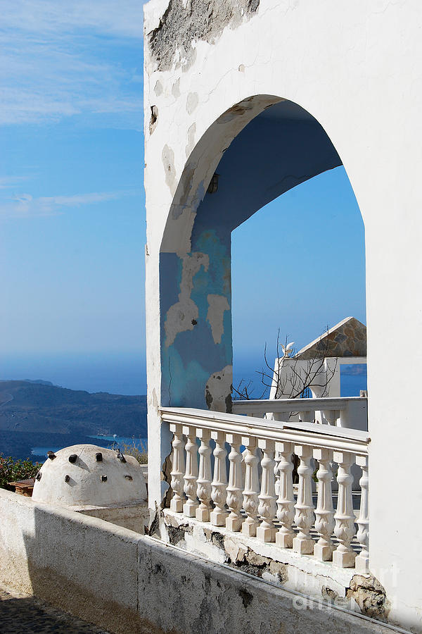 Greek Photograph - Santorini Greece Balcony Vista by Eva Kaufman