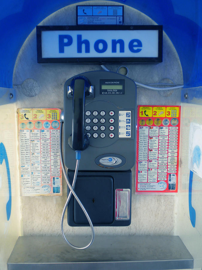 Colette Photograph - Santorini Island Greece Telephone box by Colette V Hera Guggenheim