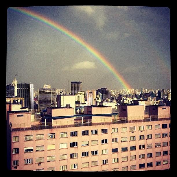 Skyline Photograph - #saopaulo #skyline #rainbow #arcoiris by Odilon Queiroz