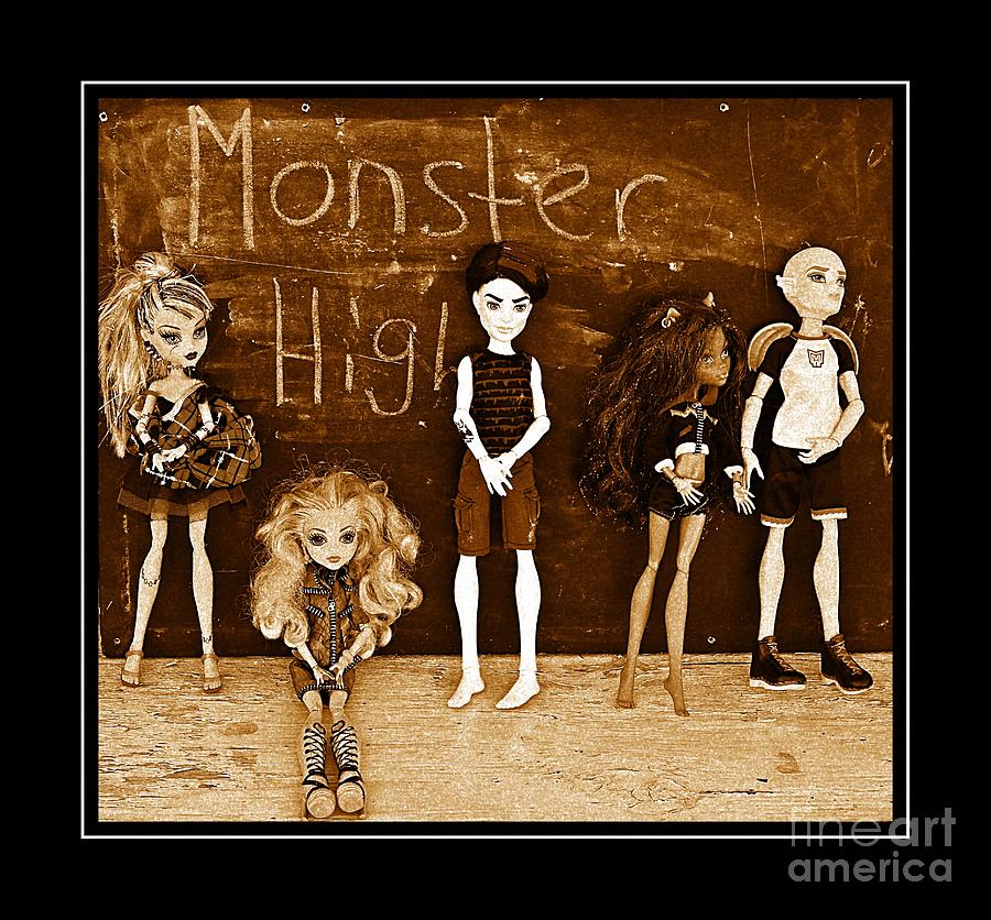 Doll Digital Art - Sarahs Monster High Collection Sepia by Barbara A Griffin