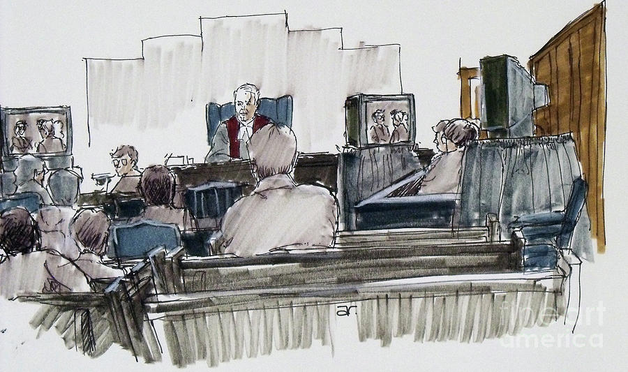Saskatchewan court room with video Drawing by Armand Roy