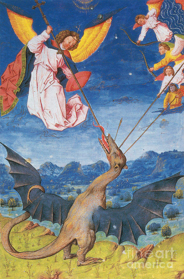Dragon Photograph - Satan As A Wyvern-Liber Floridus by Photo Researchers