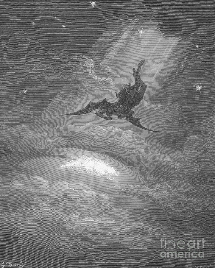 Gustave Dore Photograph - Satan Flying To Earth, By Dore by Photo Researchers