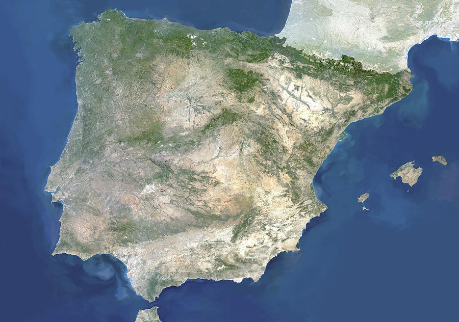 Satellite Image Of Spain And Portugal Photograph by Planetobserver