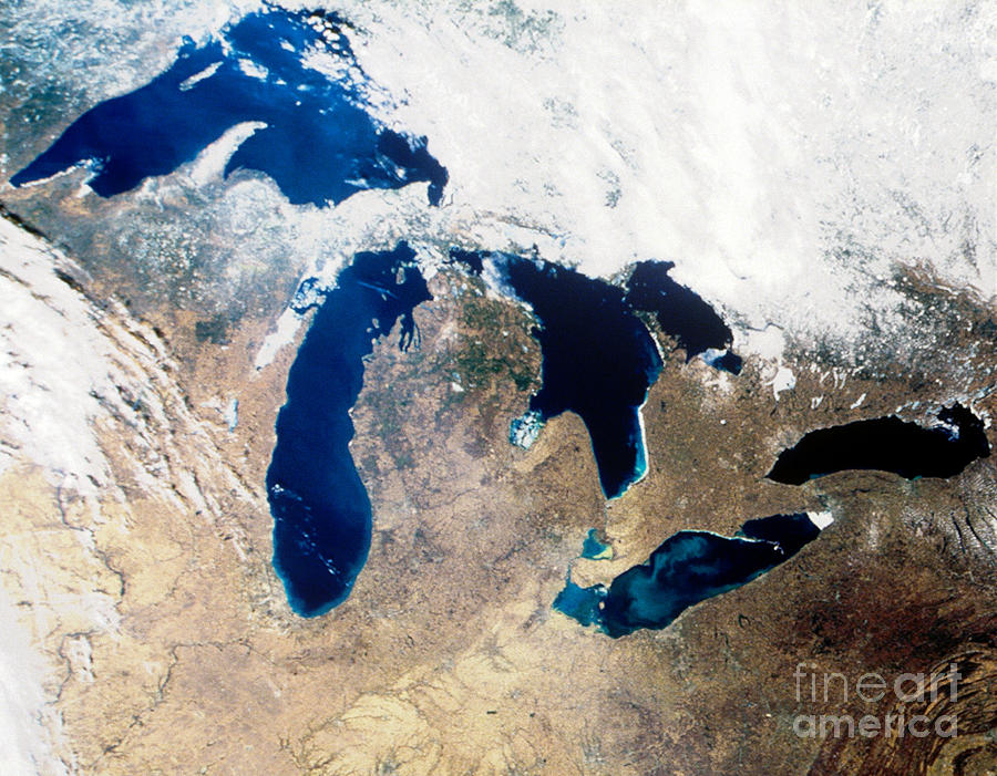 Satellite Image Of The Great Lake Region Photograph by Nasa