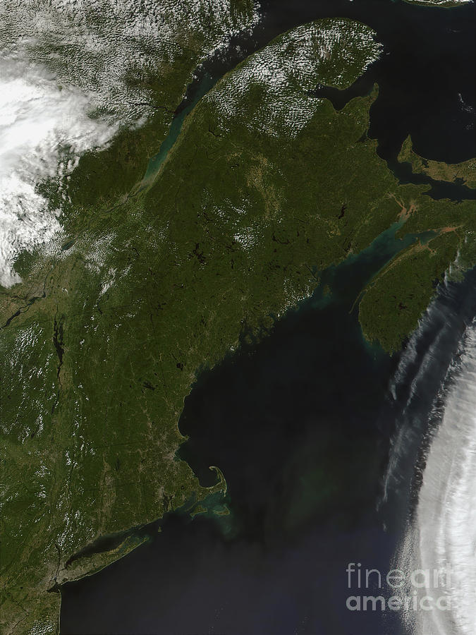 Space Photograph - Satellite View Of New England by Stocktrek Images