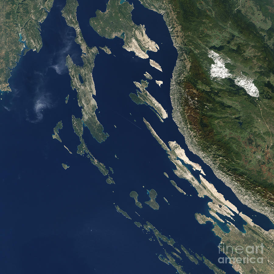 Space Photograph - Satellite View Of The Croatian Islands by Stocktrek Images