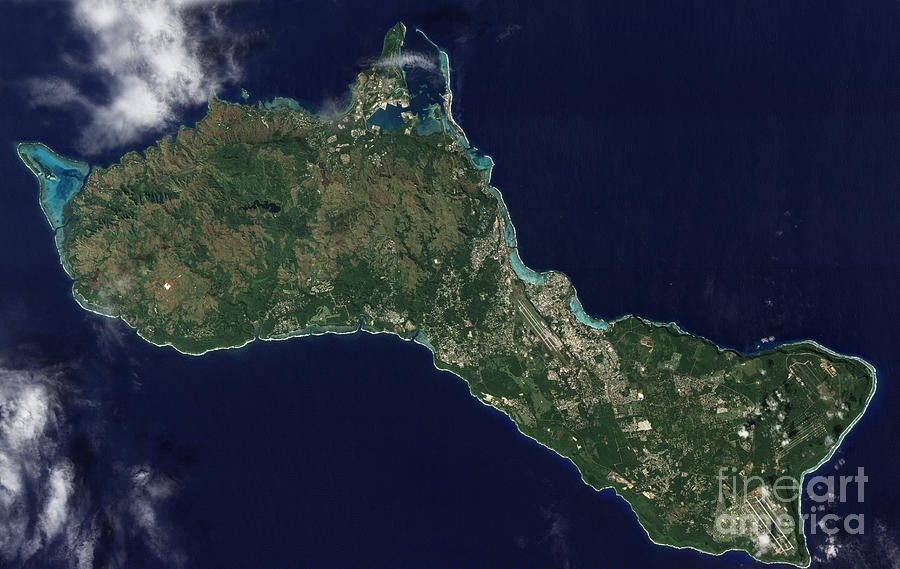 Satellite View Of The Island Of Guam by Stocktrek Images