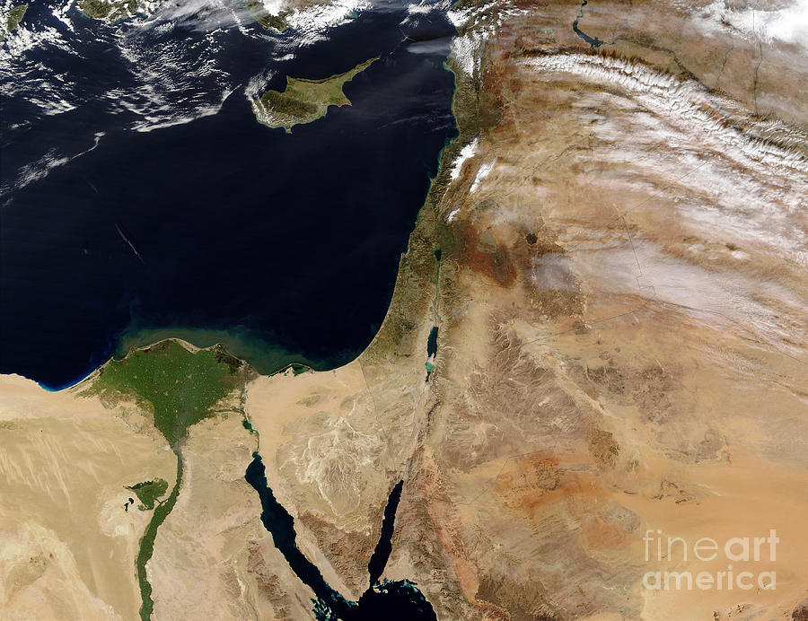 Satellite View Of The Middle East Photograph by Stocktrek Images - Fine