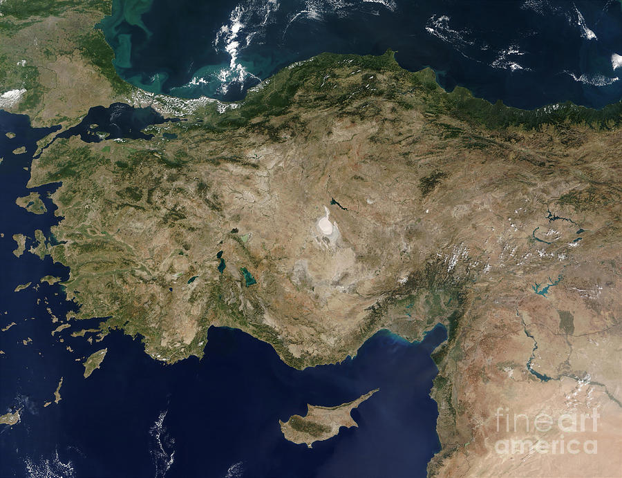 Satellite View Of Turkey And The Island Photograph by Stocktrek Images