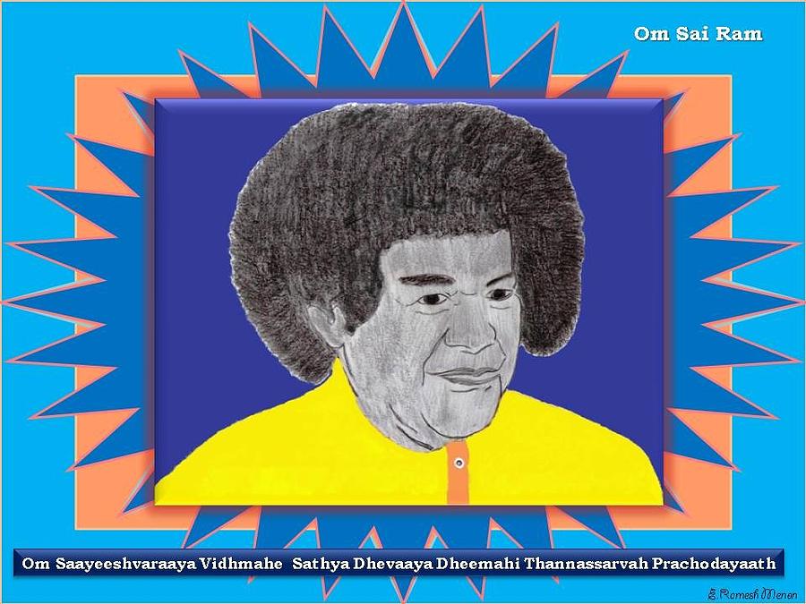 Sathya Ramesh Sathya Sai Baba Mixed Media by Ramesh Menon - Fine Art America