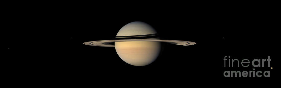 Saturn And Moons Photograph by Nasa