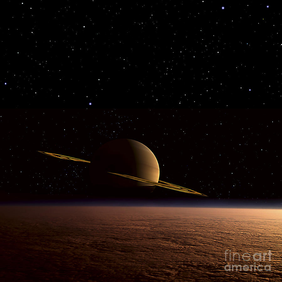 Saturn Floats In The Background Digital Art