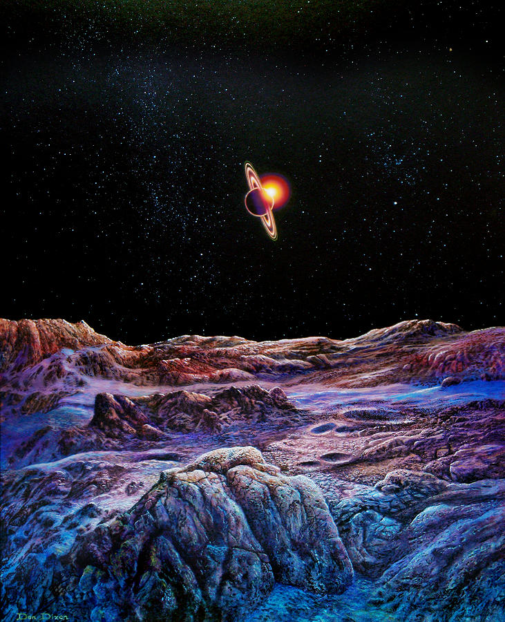 Nature Painting - Saturn from Iapetus by Don Dixon