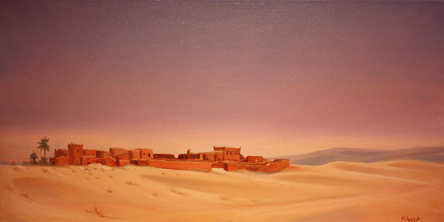 Desert Painting - Saudi Village Yamama by Yvonne Ayoub