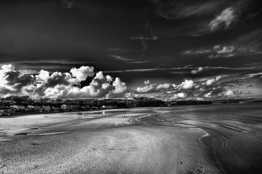 Black And White Photograph - Saundersfoot Beach Mono by Steve Purnell