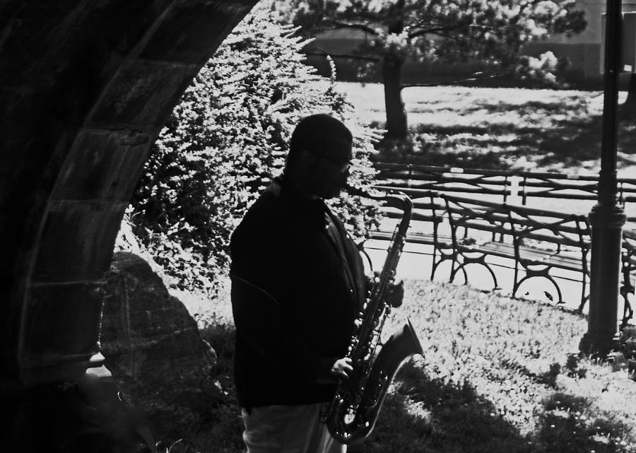 Central Park Photograph - Sax Player in Central Park by Allan Einhorn