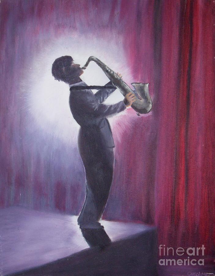Jazz Painting - Saxman by Caroline Reyes