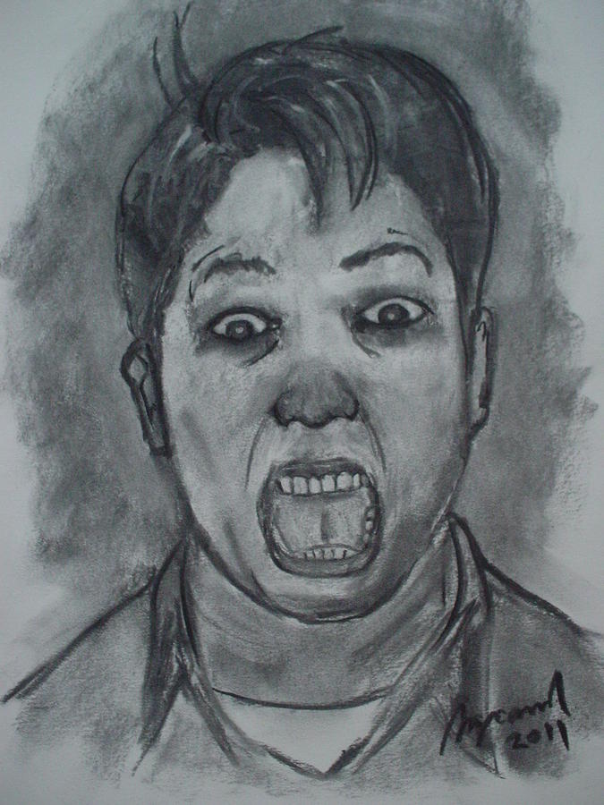 pencil drawings of people scared