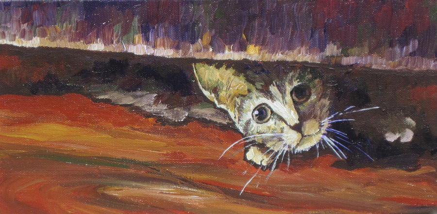 Scaredy Cat Painting by Sandy Tracey